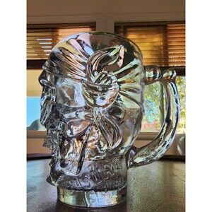 RARE Treasure Island Vegas Casino Pirate Skull Glass Mug Stein Luminarc USA 32oz